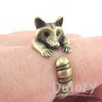 Cute Raccoon Wrapped Around Your Finger Shaped Animal Ring in Brass