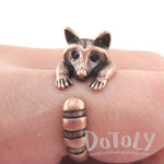 3D Raccoon Wrapped Around Your Finger Shaped Animal Ring in Copper