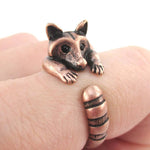 3D Raccoon Wrapped Around Your Finger Shaped Animal Ring in Copper