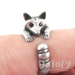 3D Raccoon Wrapped Around Your Finger Shaped Animal Ring in Silver