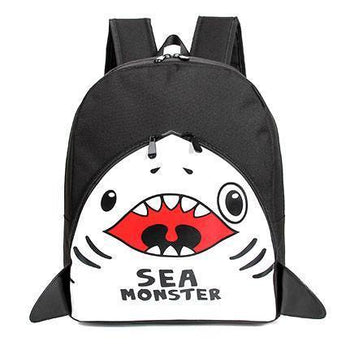 Adorable Shark Sea Monster Shaped Gym Rucksack Backpack in Black | Shark Week | DOTOLY