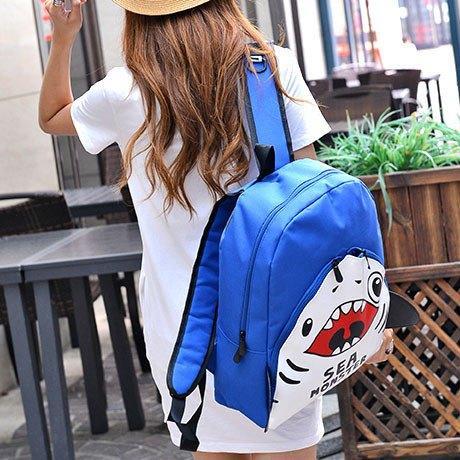 Adorable Shark Sea Monster Shaped Gym Rucksack Backpack in Blue | Shark Week | DOTOLY