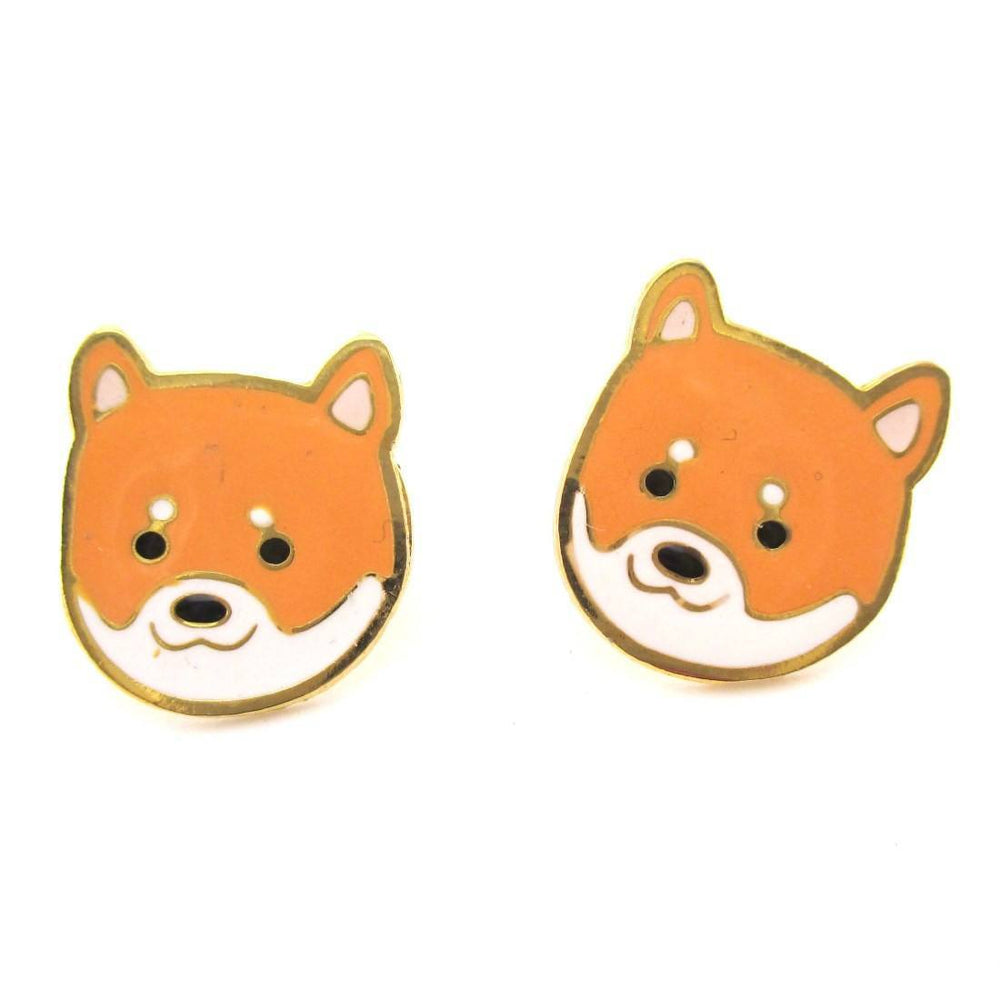 Adorable Shiba Inu Puppy Dog Face Shaped Stud Earrings | Limited Edition | DOTOLY
