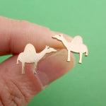 Adorable Sleepy Dromedary Camel Shaped Allergy Free Stud Earrings in Rose Gold
