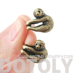 Adorable Sloth Shaped Animal Stud Earrings in Brass | Animal Jewelry | DOTOLY