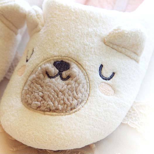 Adorable Teddy Bear Animal Shaped Slip-On Slippers for Women in White | DOTOLY