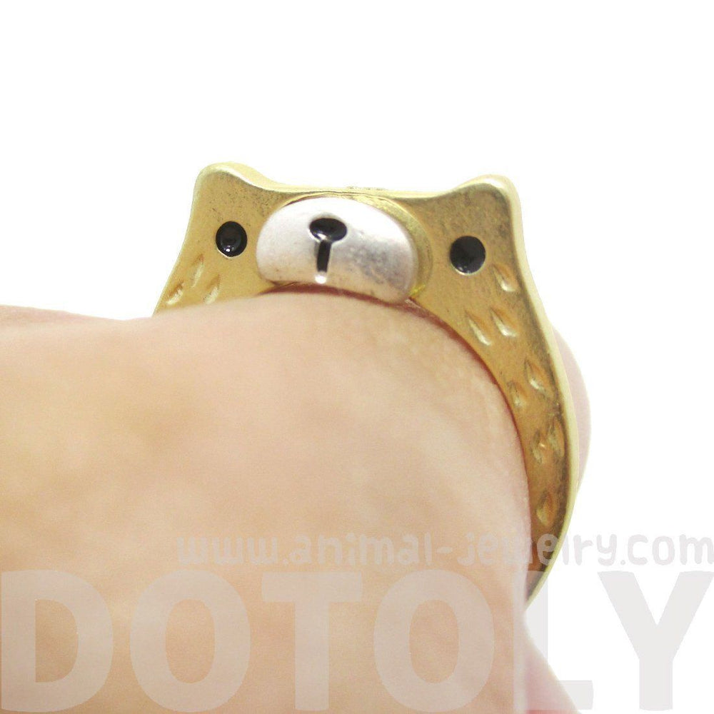 Adorable Teddy Bear Face Shaped Textured Animal Ring in Gold | DOTOLY | DOTOLY