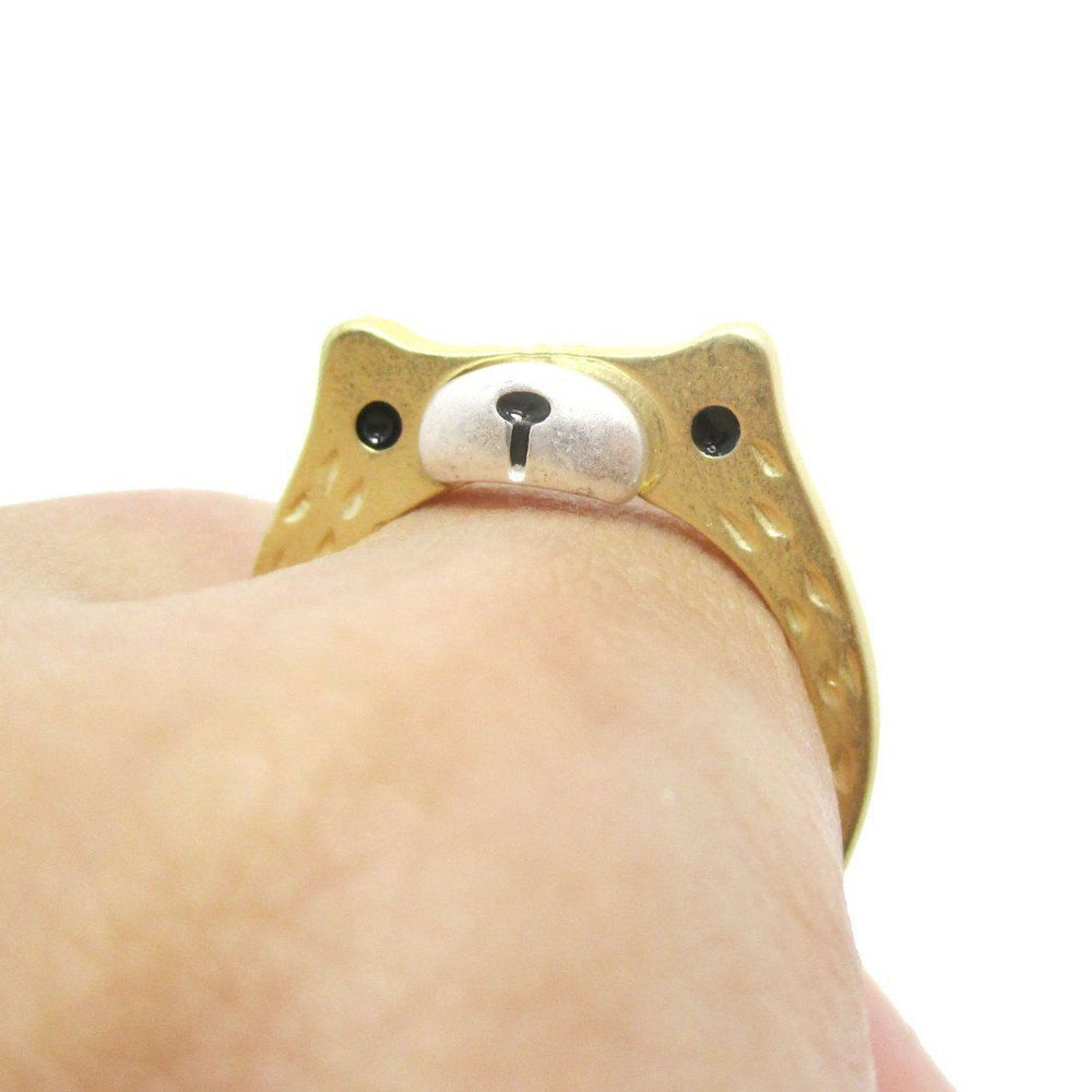 Adorable Teddy Bear Face Shaped Textured Animal Ring in Gold | DOTOLY | DOTOLY