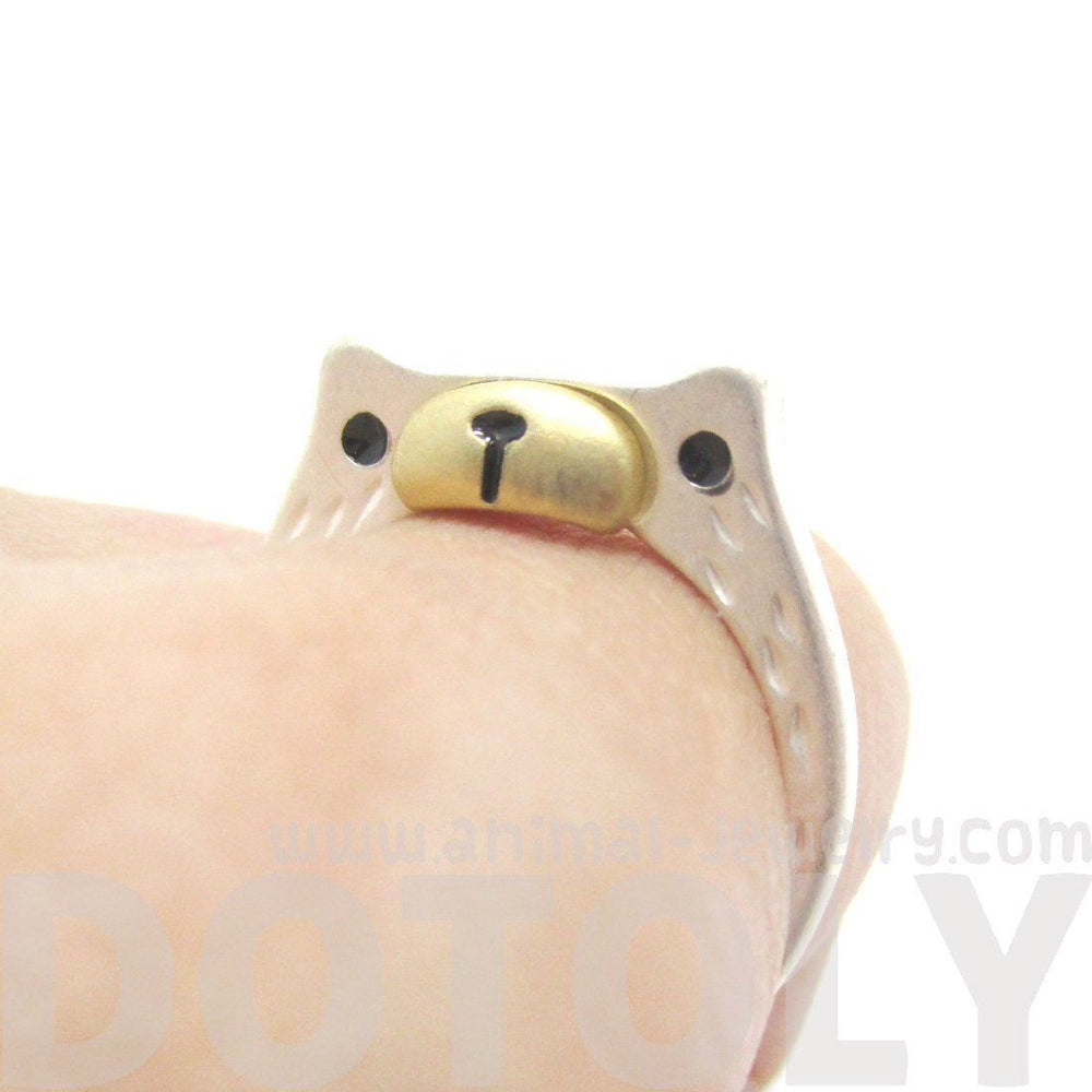 Adorable Teddy Bear Face Shaped Textured Animal Ring in Silver | DOTOLY | DOTOLY