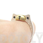 Adorable Teddy Bear Face Shaped Textured Animal Ring in Silver | DOTOLY | DOTOLY