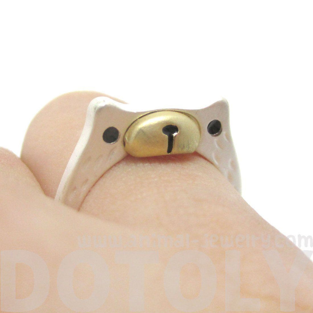 Adorable Teddy Bear Face Shaped Textured Animal Ring in Silver | DOTOLY | DOTOLY