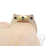 Adorable Teddy Bear Face Shaped Textured Animal Ring in Silver | DOTOLY | DOTOLY
