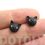 Adorable Tiny Kitty Cat Face Shaped Stud Earrings in Black | DOTOLY | DOTOLY