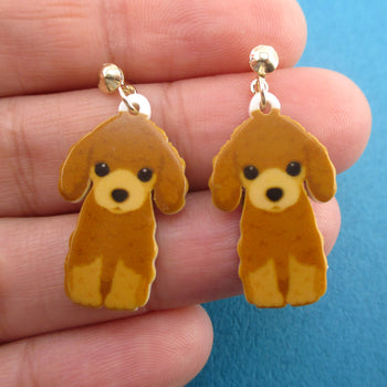 Adorable Toy Poodle Puppy Shaped Stud Drop Earrings for Dog Lovers