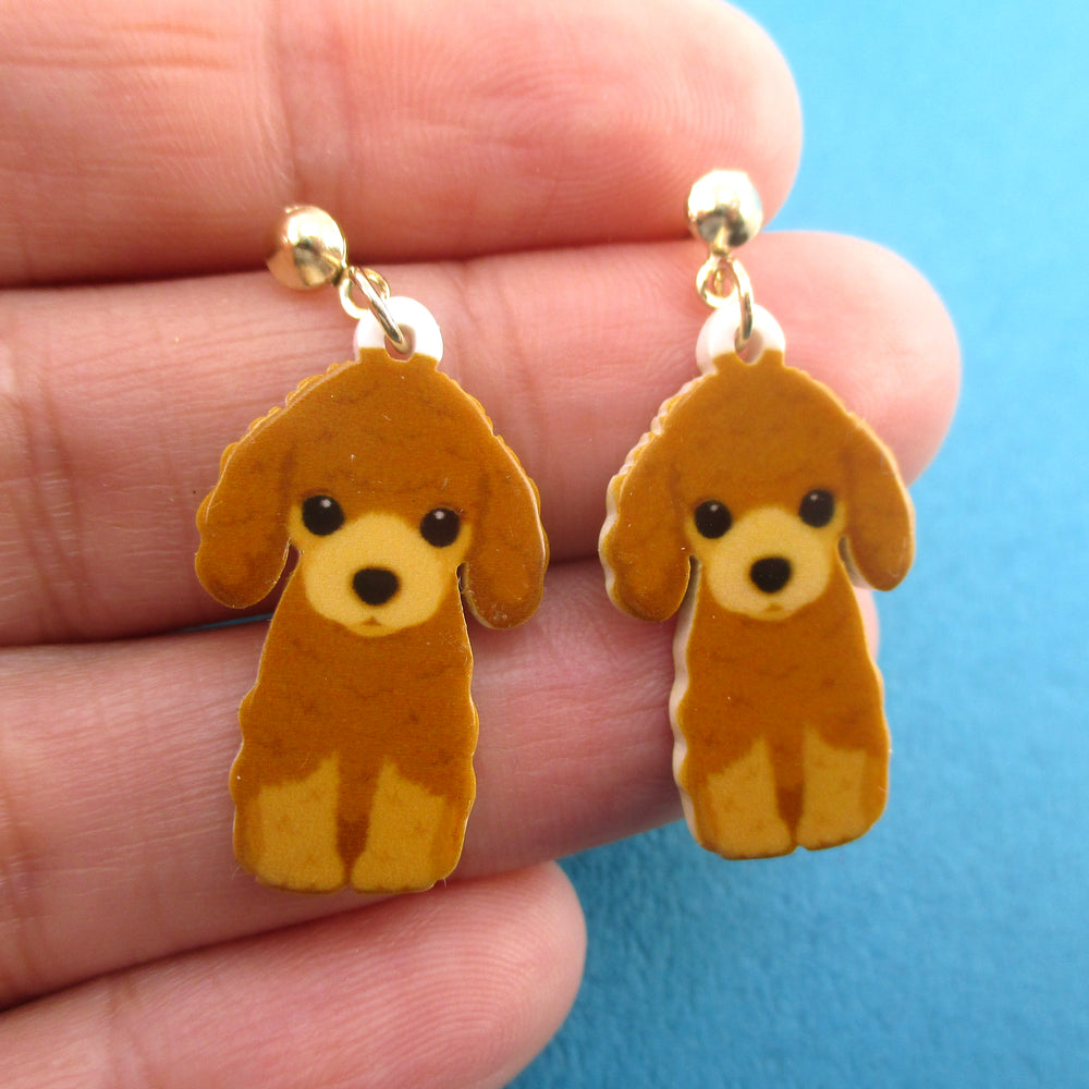 Adorable Toy Poodle Puppy Shaped Stud Drop Earrings for Dog Lovers