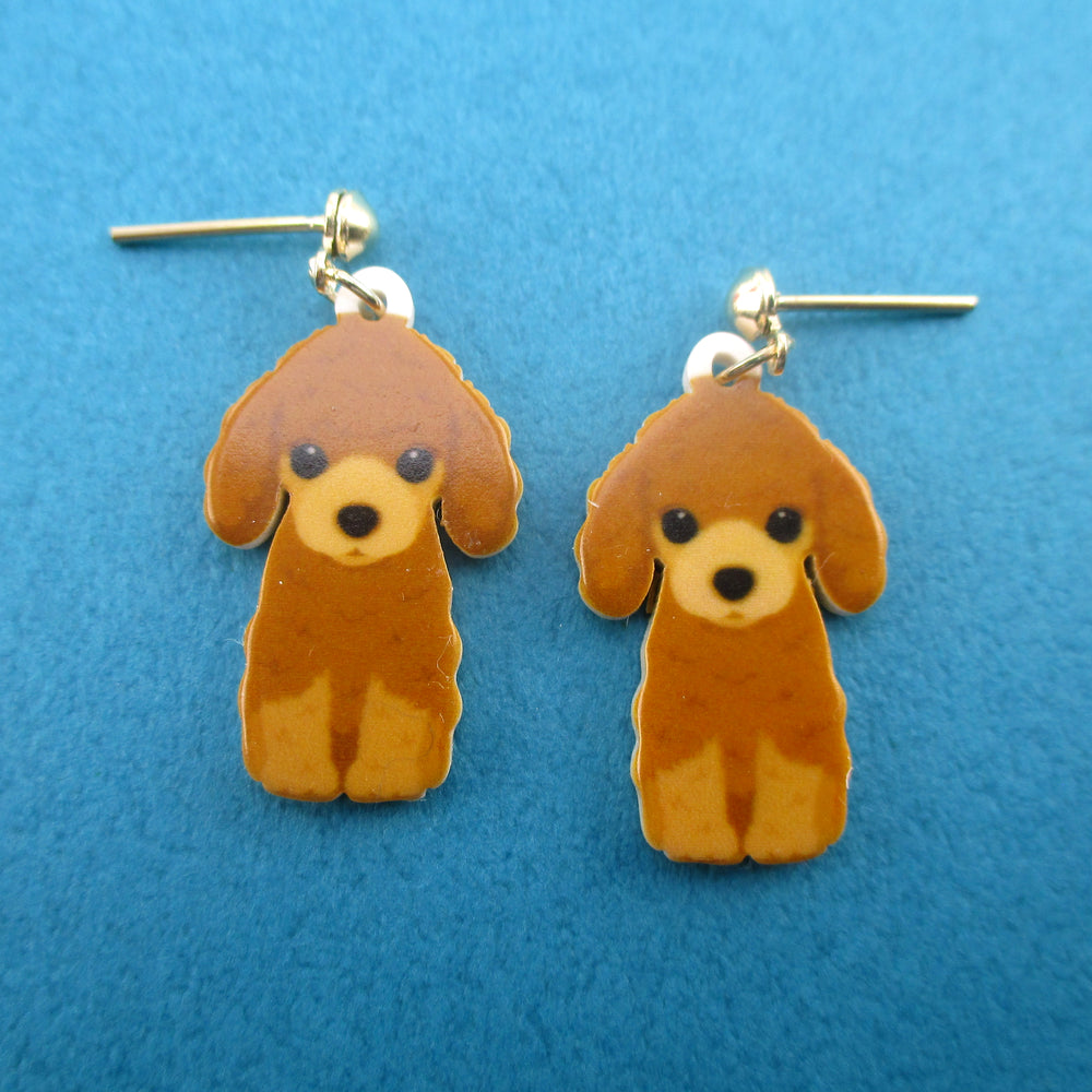 Adorable Toy Poodle Puppy Shaped Stud Drop Earrings for Dog Lovers