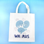 Adorable Walrus Illustrated Mini Canvas Lunch Tote Bag | DOTOLY
