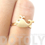Adorable Whale Shaped Animal Inspired Adjustable Ring in Gold | Animal Jewelry | DOTOLY