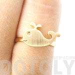 Adorable Whale Shaped Animal Inspired Adjustable Ring in Gold | Animal Jewelry | DOTOLY