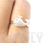 Adorable Whale Shaped Animal Inspired Adjustable Ring in Silver | Animal Jewelry | DOTOLY