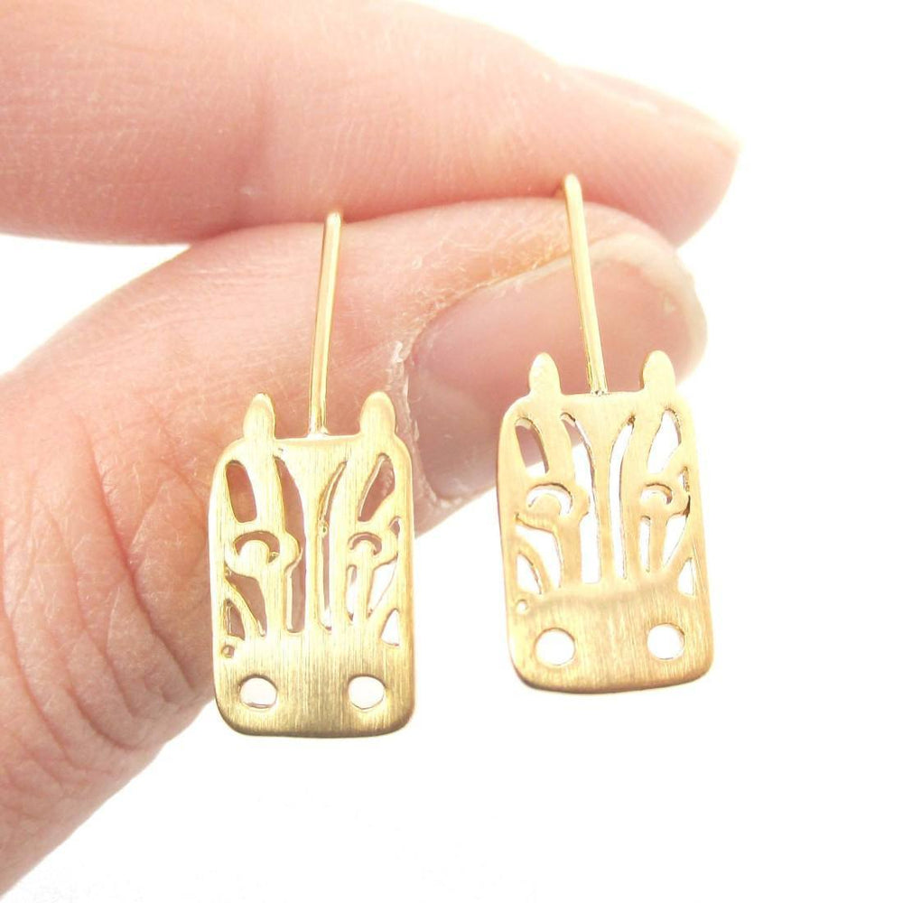 Adorable Zebra Face Shaped Stud Earrings in Gold | Animal Jewelry | DOTOLY