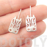 Adorable Zebra Face Shaped Stud Earrings in Silver | Animal Jewelry | DOTOLY