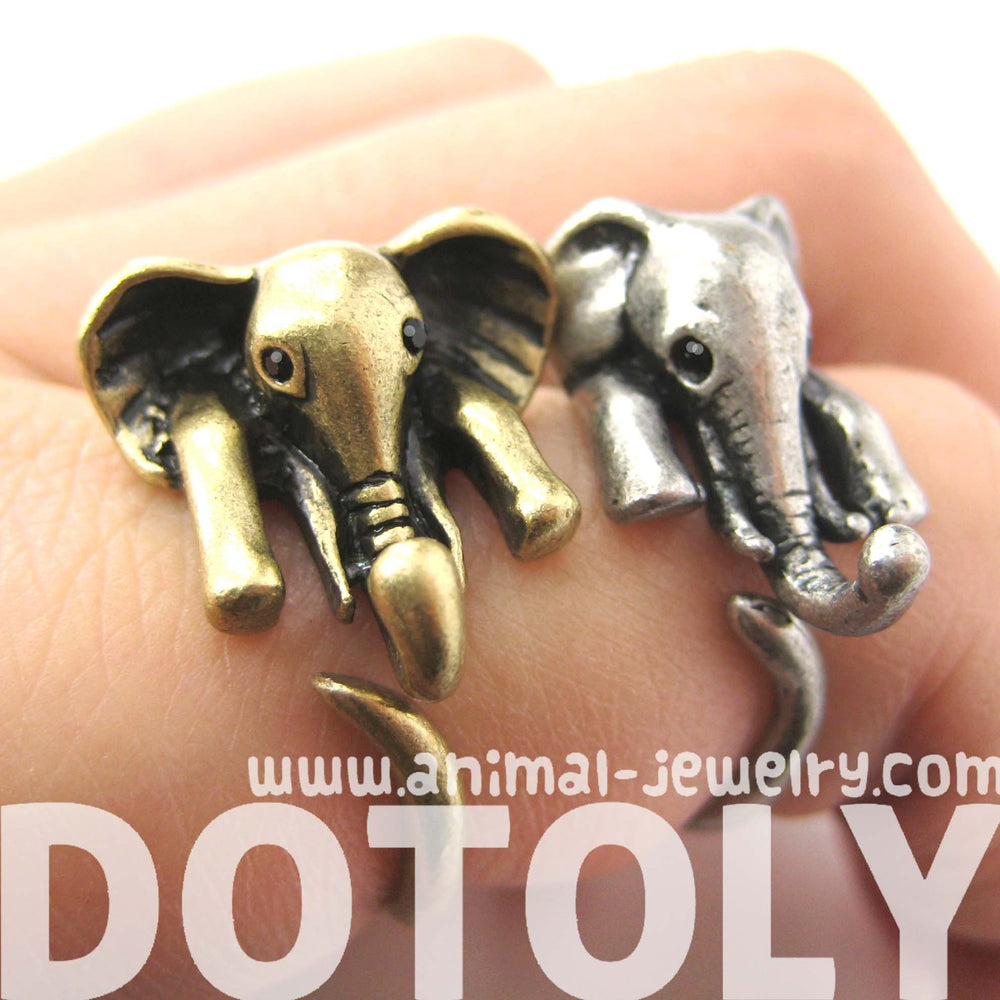 African Elephant Animal Wrap Around Ring in Bronze - Sizes 6 to 10.5 Available | DOTOLY