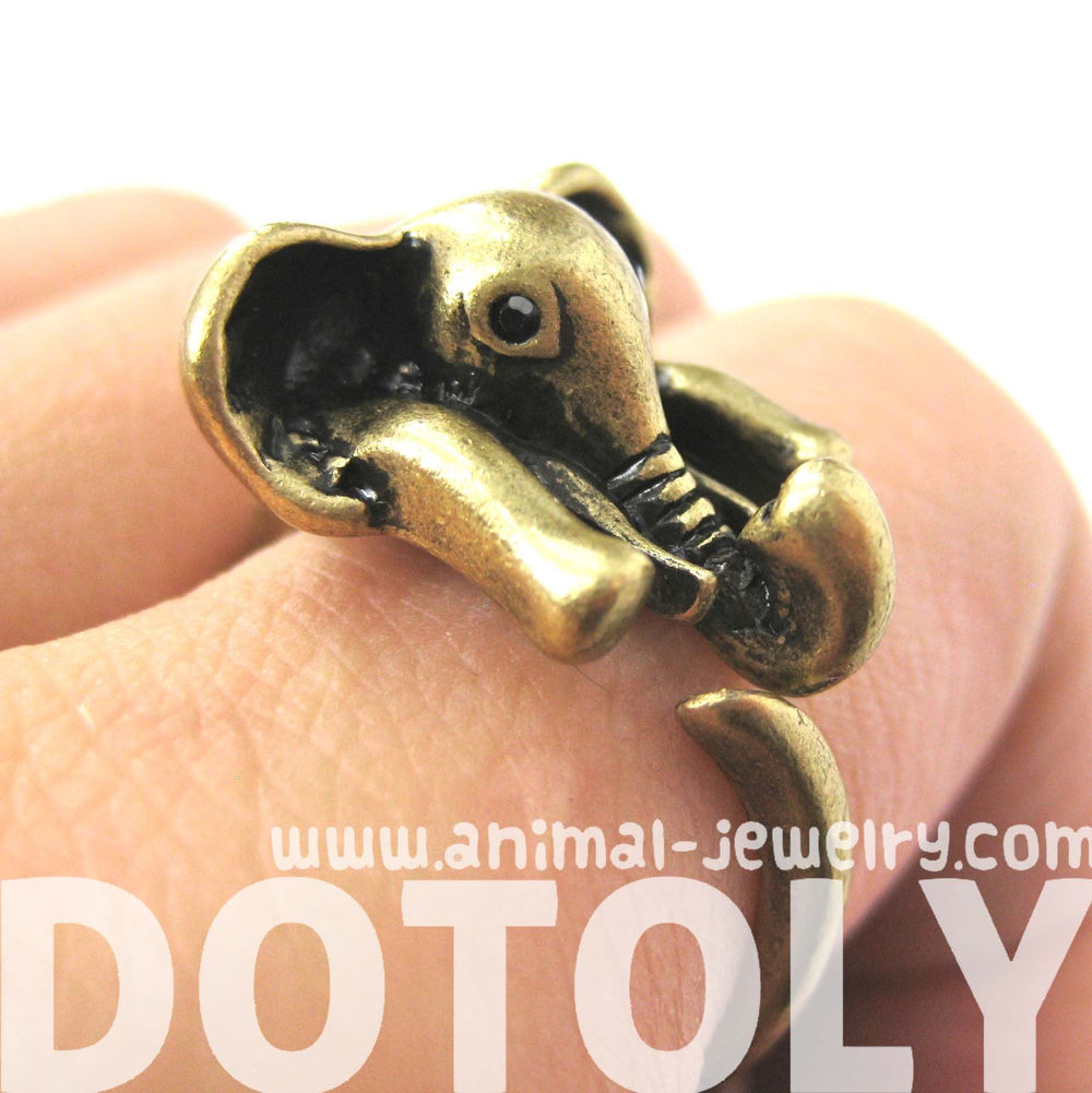 African Elephant Animal Wrap Around Ring in Bronze - Sizes 6 to 10.5 Available | DOTOLY