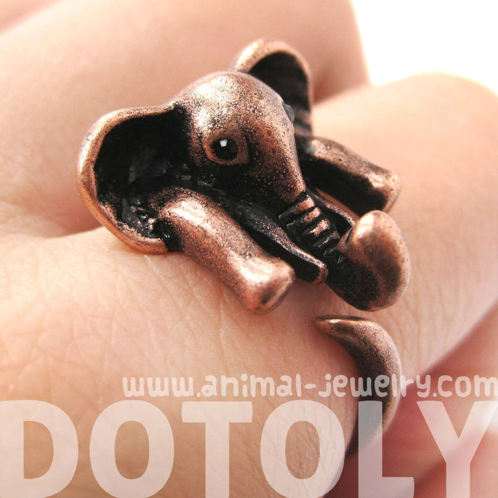 African Elephant Animal Wrap Around Ring in Copper - Sizes 6 to 10.5 Available | DOTOLY