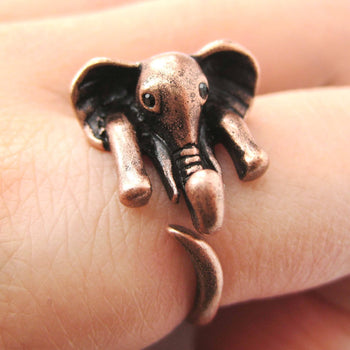 African Elephant Animal Wrap Around Ring in Copper - Sizes 6 to 10.5 Available | DOTOLY