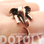 African Elephant Animal Wrap Around Ring in Shiny Copper - Sizes 6 to 10.5 Available | DOTOLY