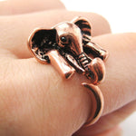 African Elephant Animal Wrap Around Ring in Shiny Copper - Sizes 6 to 10.5 Available | DOTOLY