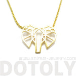 African Elephant Face Outline Shaped Pendant Necklace in Gold | DOTOLY | DOTOLY