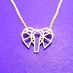 African Elephant Face Outline Shaped Pendant Necklace in Gold | DOTOLY | DOTOLY