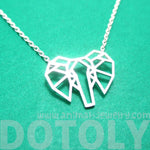 African Elephant Face Outline Shaped Pendant Necklace in Silver | DOTOLY | DOTOLY