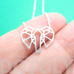 African Elephant Face Outline Shaped Pendant Necklace in Silver | DOTOLY | DOTOLY