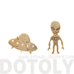 Alien and UFO Space Ship Shaped Stud Earrings in Gold | DOTOLY | DOTOLY