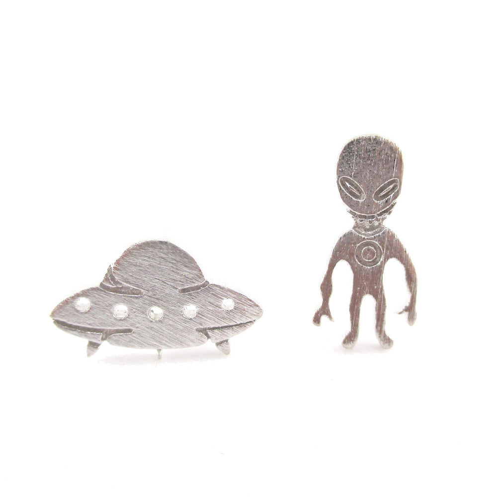 Alien and UFO Space Ship Shaped Stud Earrings in Silver | DOTOLY | DOTOLY