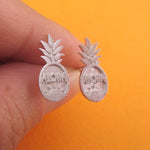 Aloha Pineapple Shaped Fruity Food Themed Stud Earrings