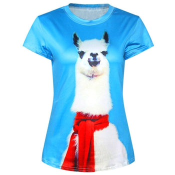 Alpaca Llama Wearing A Scarf Digital Graphic Print Tee T-Shirt | DOTOLY | DOTOLY
