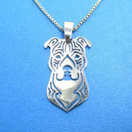 Amstaff Pit bull Dog Face Shaped Cut Out Pendant Necklace in Silver | Animal Jewelry | DOTOLY