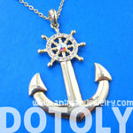 Anchor and Wheel Shaped Nautical Themed Pendant Necklace in Gold | DOTOLY | DOTOLY