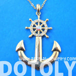 Anchor and Wheel Shaped Nautical Themed Pendant Necklace in Gold | DOTOLY | DOTOLY