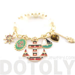 Anchor Boat Helm Nautical Themed Charm Bracelet with Pearl Details | DOTOLY | DOTOLY
