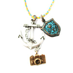 Anchor Crest and Camera Shaped Charm Necklace in Silver | DOTOLY | DOTOLY