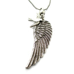 Angel Wing Feather and Dove Shaped Pendant Necklace in Silver | DOTOLY | DOTOLY