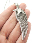 Angel Wing Feather and Dove Shaped Pendant Necklace in Silver | DOTOLY | DOTOLY