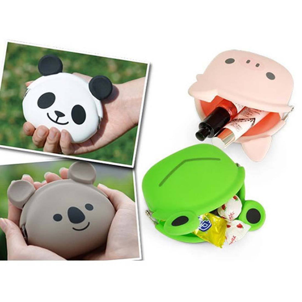 Grey Kitty Cat Face Shaped Mimi Pochi Animal Friends Silicone Clasp Coin Purse Pouch | DOTOLY
