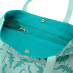Green Alligator Birds Animal Print Large Utility Zip Closure Market Tote Bag