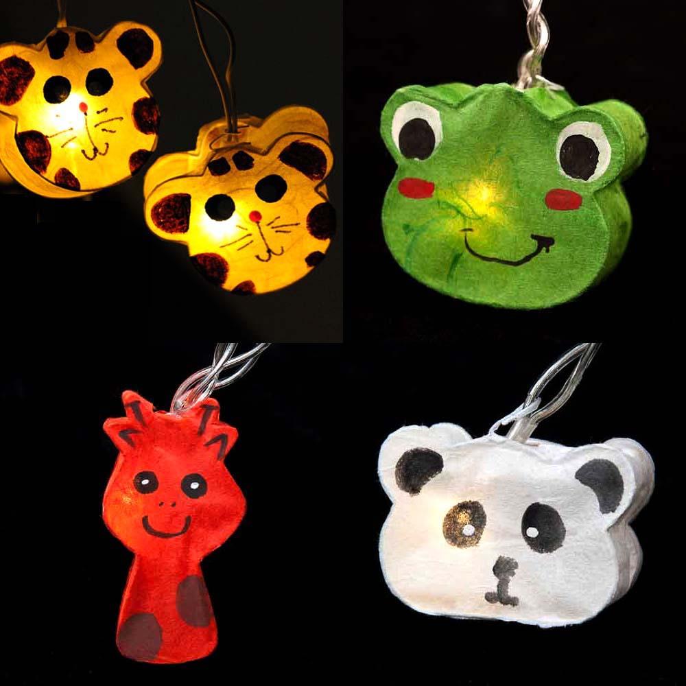 Mixed Animal Shaped Handmade Mulberry Paper String Light Lanterns | DOTOLY